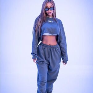 MIEUX UN2 CROP TOP SWEATER sweatshirt shadow gray size 4 (XL)